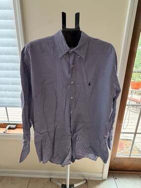 Ralph Lauren Yarmouth 100% Cotton Blue Gingham Check Button Down Shirt
